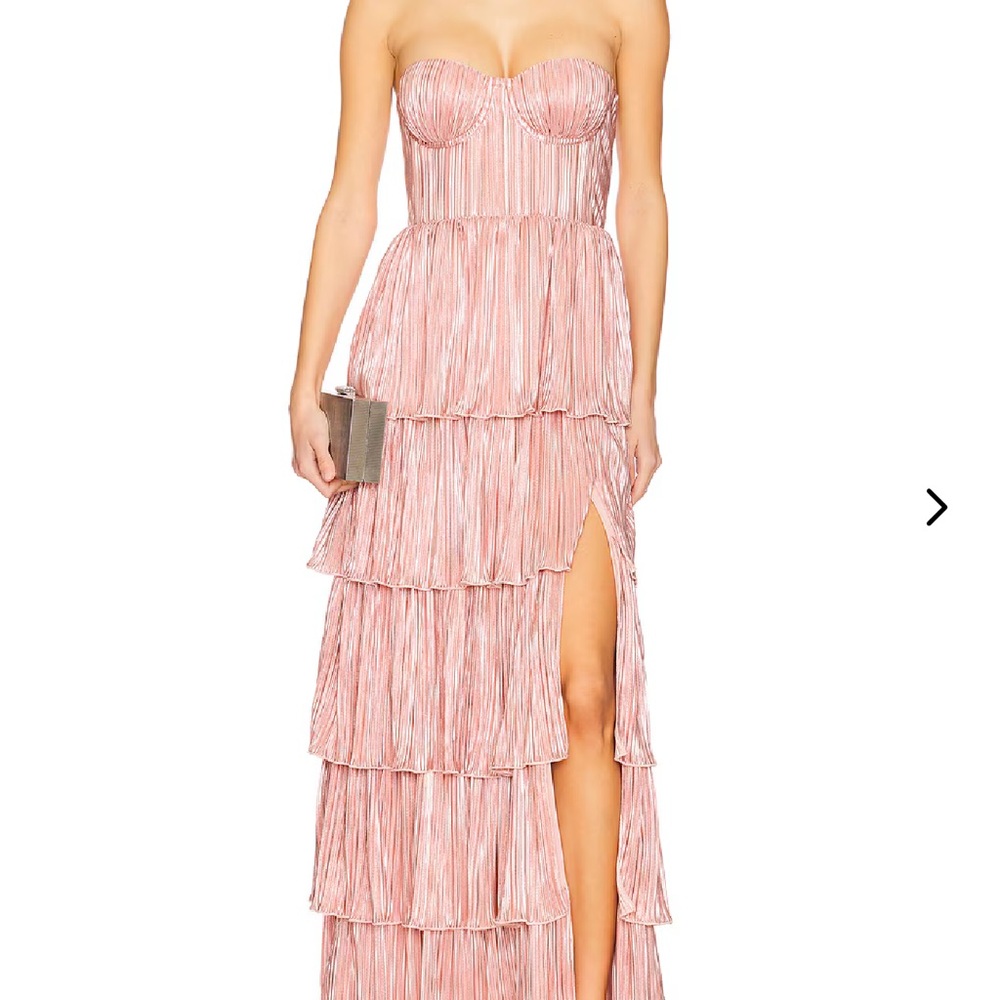 Pink Strapless Tiered Maxi Dress